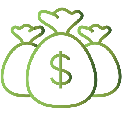 Life, uninterrupted - an illustration showing several large bags with dollar signs on them.